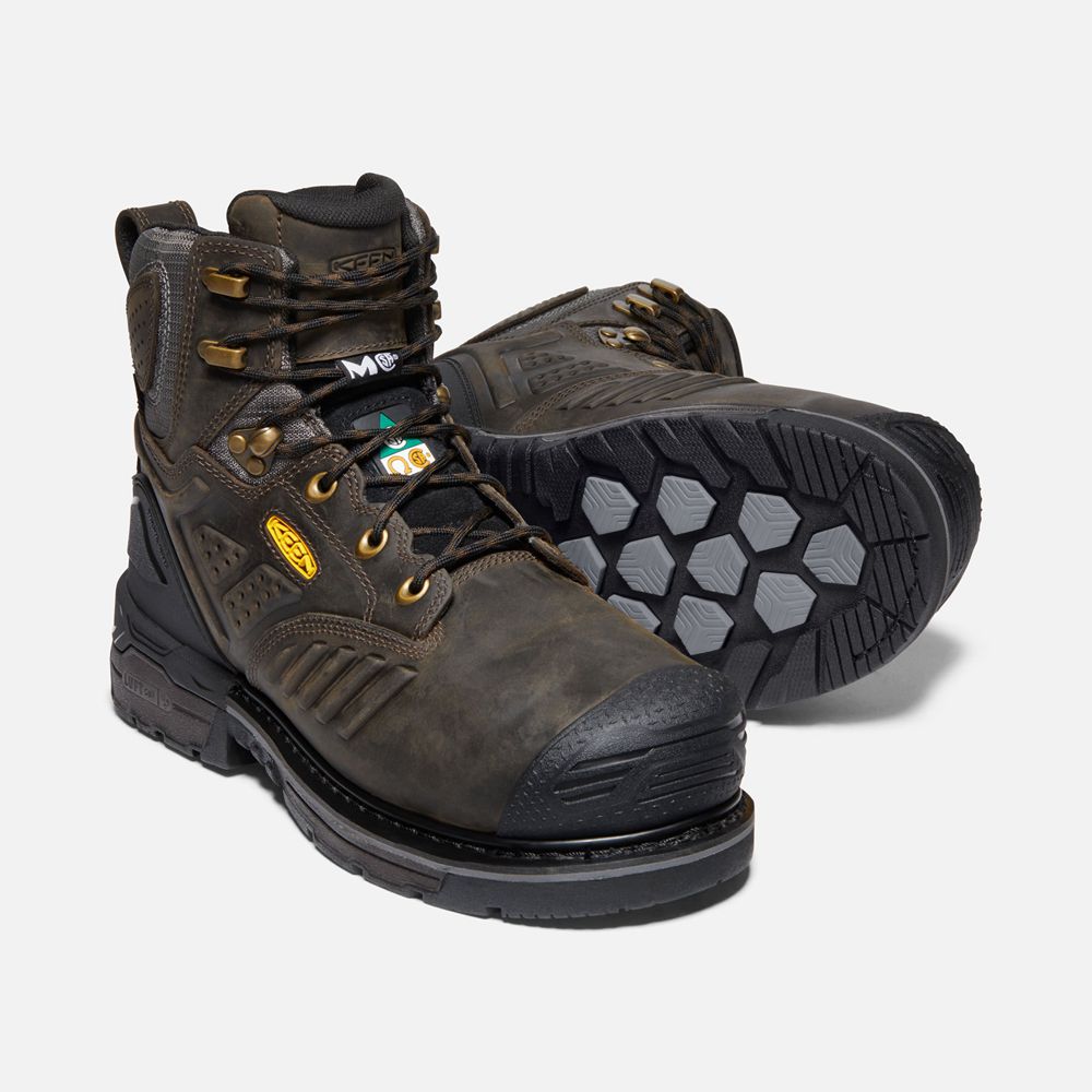 Keen Trekking Bot Erkek Siyah Kahverengi - Csa Philadelphia 6\" Internal Met Waterproof (Carbon-Fiber